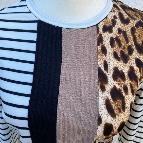Shein Patchwork Cheetah Long Sleeve Crop Top - Picture 3 of 6